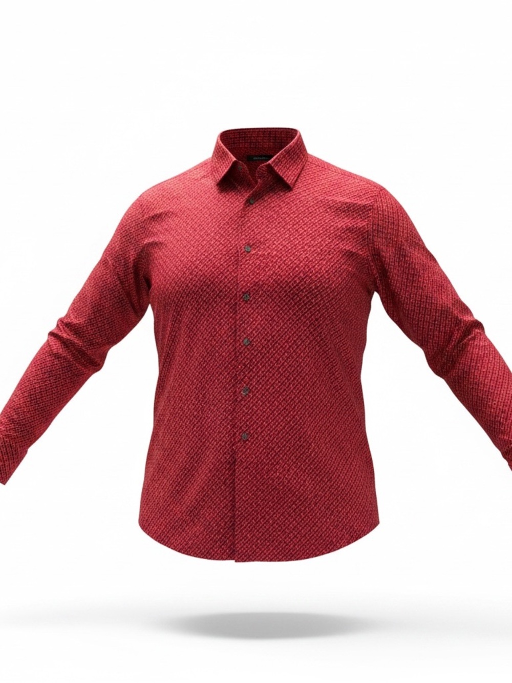 Murano Red Patterned Long-Sleeve Button-Down Shirt